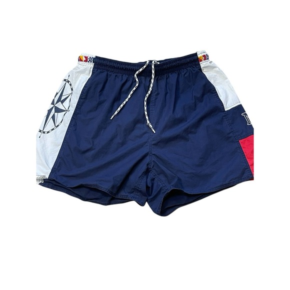 Vintage 90s Newport Blue Spell out Swim Trunks Men's Large - Picture 1 of 9